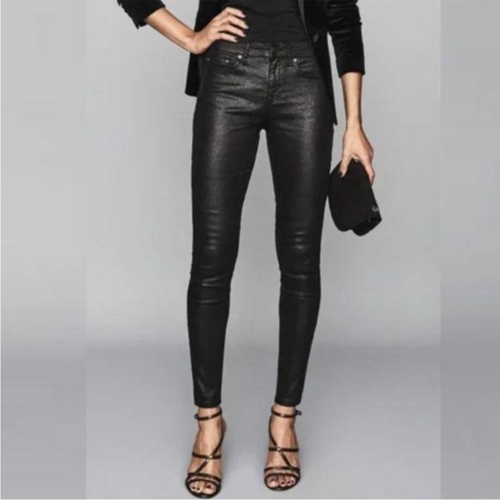 NWT Roberto Cavalli Skinny Fit Coated Subtle Leopard Animal Black Sz 46